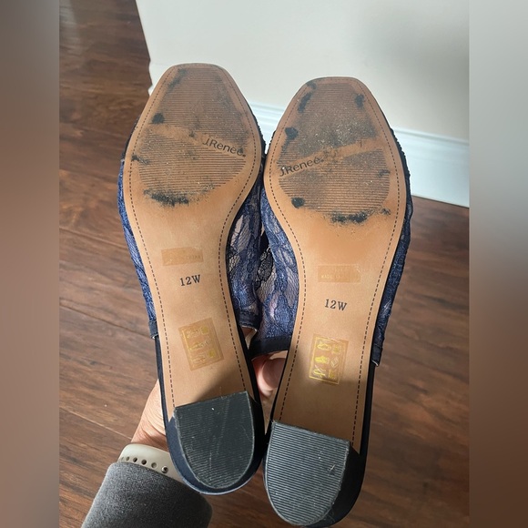 J.Renee 12W Navy Lace Slingback Heels - Picture 11 of 13